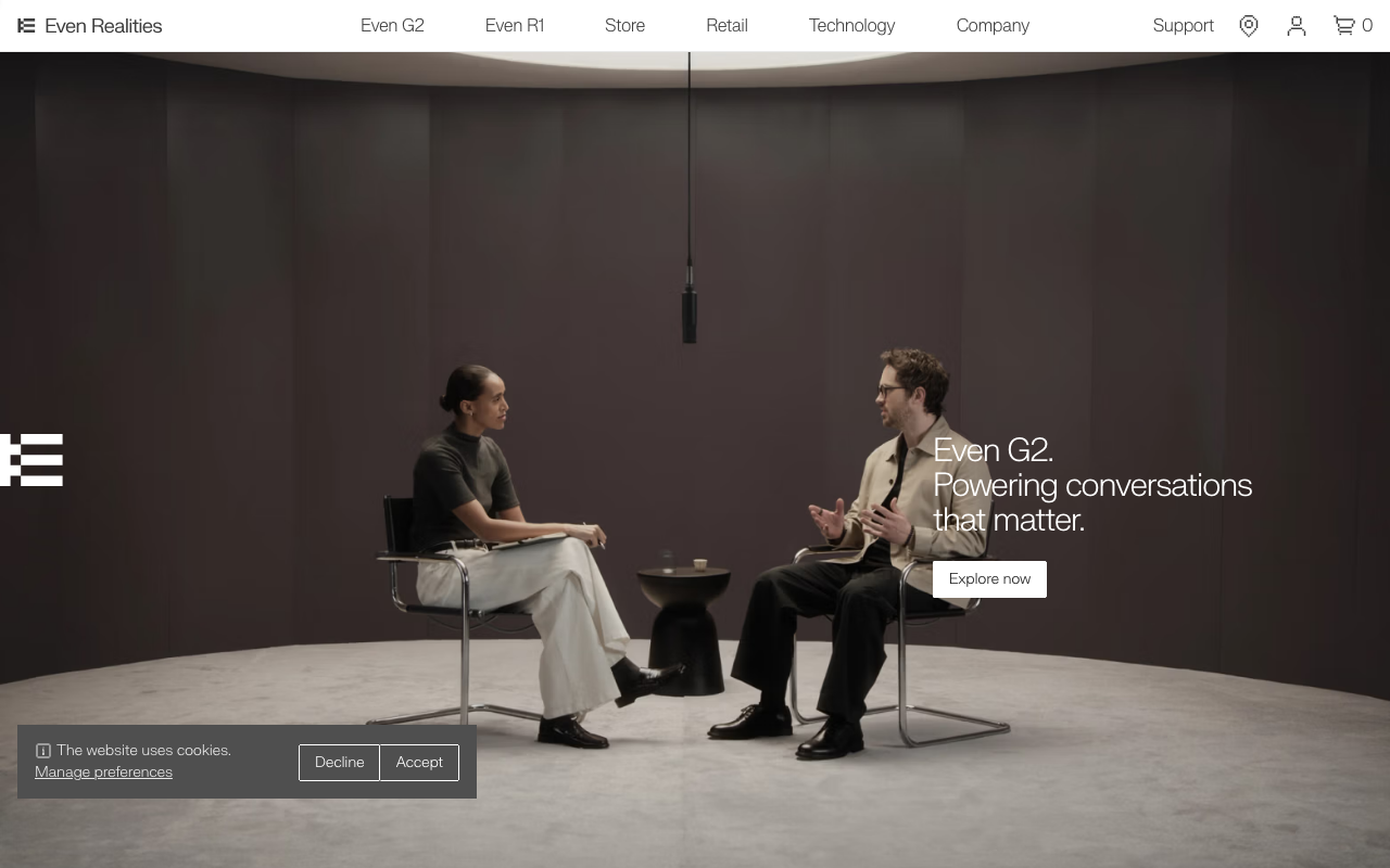 Even Realities homepage