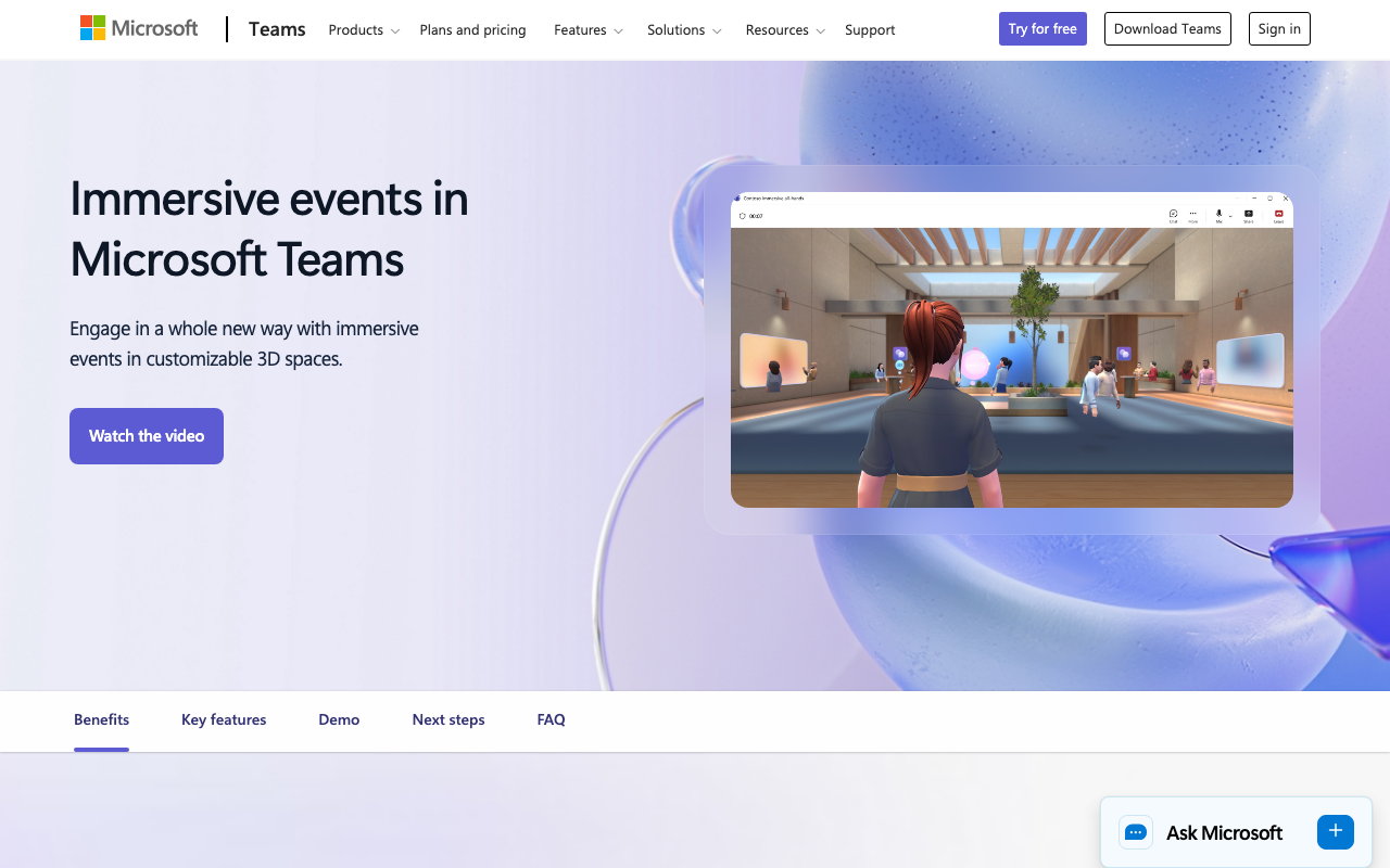 Microsoft (Azure Digital Twins + Mesh) homepage