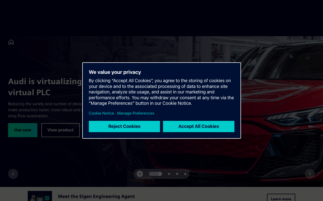 Siemens (Xcelerator + Digital Twin Composer) homepage