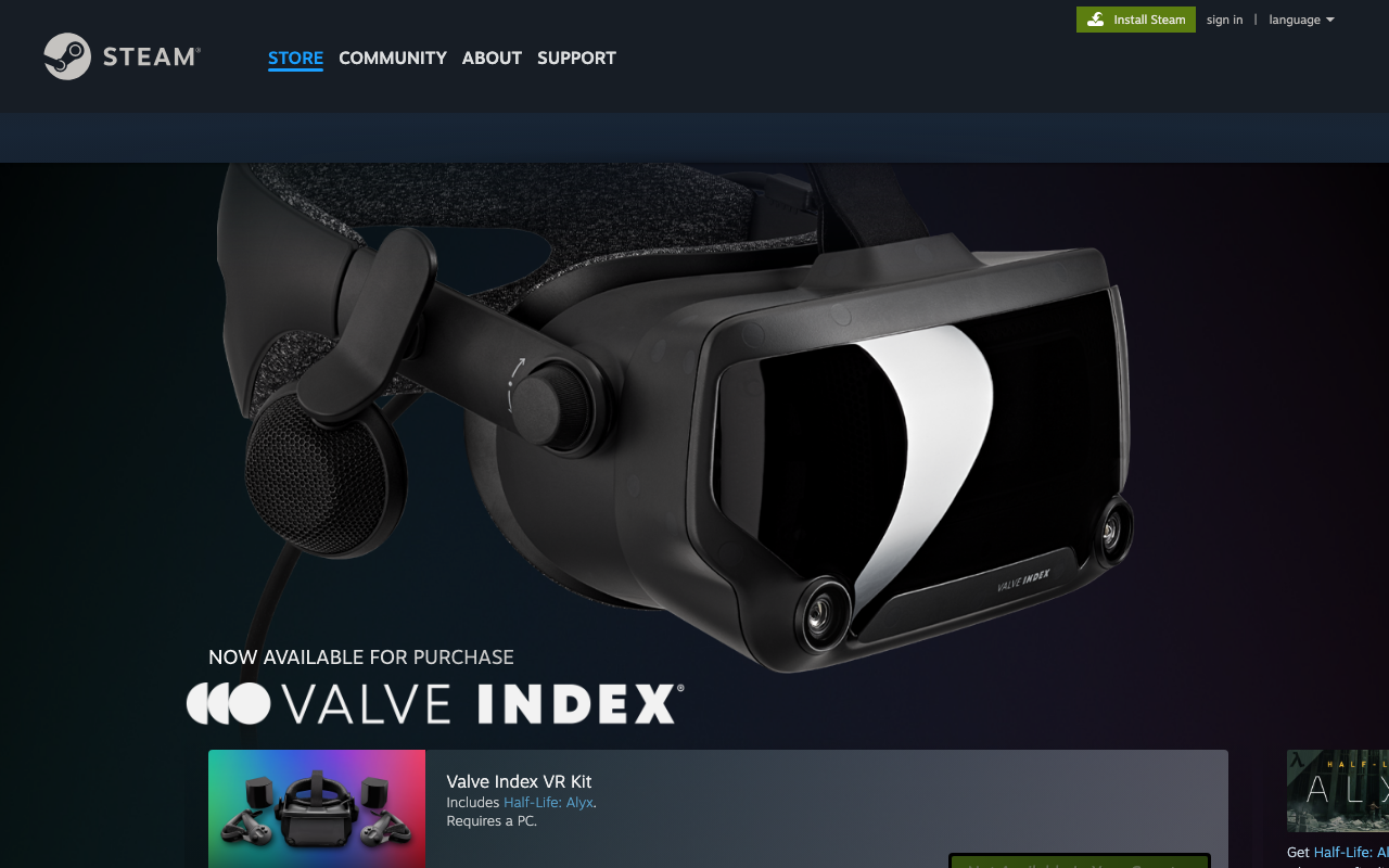 Valve homepage